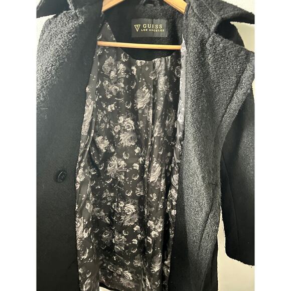 GUESS black wool double breasted peacoat women's size medium - Picture 3 of 6
